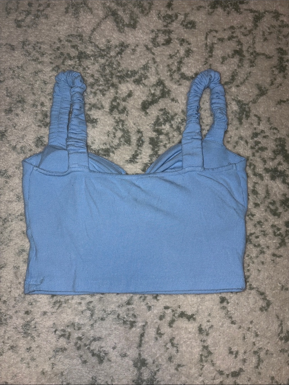 Listicle Light Blue Ribbed Crop Top - Picture 3 of 3